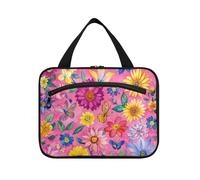 Colorful Daisy Flowers Hanging Make up Bag Organizer con gancio, Designer Moda Toiletry kit per le donne Vacanza bolso de viaje para Mujer, Fiori colorati margherite, M, casual