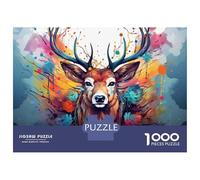 Colorful Deer Portrait 1000 Pezzi Bundle Puzzle Puzzle Cartone Extra Spesso - Preferito Dai Collezionisti, Relax Mentale, Pause Ufficio, Viaggio E Regali Festivi 52x38cm/1000pcs