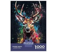 Colorful Deer Portrait 1000 Pezzi Bundle Puzzle Puzzle Premium Cartone Qualità - Anziani Appassionati, Allenamento Concentrazione, Regalo Inaugurazione E Pause Ufficio 38x26cm/1000pcs