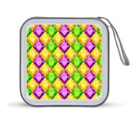 Colorful Diamonds Mardi Gras Pattern Funny CD Case Holder Organizer 40 Capacità DVD Collection Storage Bag Wallet Book per Auto Casa Viaggio