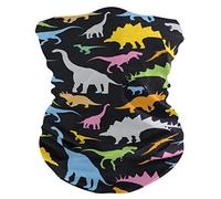 Colorful Dinosaur Animal Pattern Black 26X30Cm Elastico Protezione del Viso Multiuso Sciarpa A Tubo per Sports Estivo Uomo
