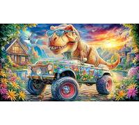 Colorful-dinosaurs-in-a-vibrant-prehistoric-jungle 1000 pezzi Puzzle Carta riciclata Sfida di gioco educativo Gioco familiare divertente & stimolante perfetta per donne e uomini 38x26/1000 pezzi