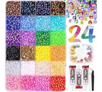 Colorful Diy Resin Rhinestone Kit For Bedazzling,Resin Jelly Rhinestones,Multicolor 3mm Flatback Gems For Diamond Art,3pcs B7000 Jewelry Glue (24 Colors, A-)