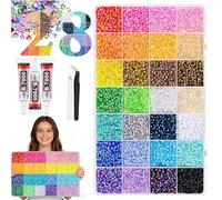 Colorful DIY Resin Rhinestone Kit,Resin Jelly Rhinestones for Bedazzling,Multicolor 3mm Flatback Gems,Bling Crystal Bedazzle Kit for Clothing Shoes Nail Art Decor Diamond Art (28 Colors (30000pcs))