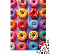 Colorful Donuts Grid Riciclato Cartone Pezzi Ciambella Colorata Puzzle per Adulti, Gioco Educativo Decompressione, Decorazione Murale e Regalo, per Relax, Creatività e Regali 38x26cm/1000pz