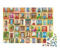 Colorful Doors Collage 1000 Pezzi Puzzle Creativo Regali Di Festa Colorful Book Spines Jigsaw GiocattoloPuzzle Antistress Per Bambini E Adulti 52x38cm/1000pcs