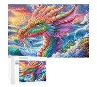 Colorful Dragon Head over Crashing Waves Puzzle 1000 Pezzi Per Adolescenti 14+ Esercizio Logico Sviluppo Delle Competenze Regalo Per Educazione 1000 PCS