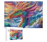 Colorful Dragon Head over Crashing Waves Puzzle 300 Pezzi Per Adolescenti 14+ Gioco Di Gruppo Pensiero Logico Regalo Per Riunione 300 PCS