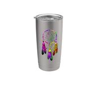 Colorful Dreamcatcher Feathers Native Tribal Bicchiere termico in acciaio inox doppia parete