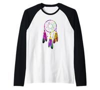 Colorful Dreamcatcher Feathers Native Tribal Maglia con Maniche Raglan