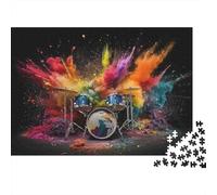 Colorful Drum Explosion Puzzle Da 1000 Pezzi Colorful Drum Set in Cartone Per Bambini 12+ Adolescenti Educativo Allenare La Mente Tempo Libero Interlocking 70x50cm/1000pcs