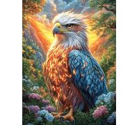 Colorful Eagle in Mountain Sunset Puzzle 500 Pezzi Per Adulti Mitos Fantástico in Cartone Rigido Rotondo Luminoso Per Decorazione E Passatempo Con Poster Incluso Più Venduto Della Categoria 500 PCS