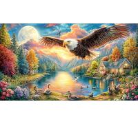 Colorful-eagle-with-wings-spread-against-cosmic-backdrop 1000 pezzi Puzzle Carta riciclata Gioco familiare divertente & stimolante Puzzle Idea regalo perfetta per relax 38x52/1000 pezzi