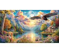 Colorful-eagle-with-wings-spread-against-cosmic-backdrop Puzzle per adulti 1000 pezzi Carta riciclata Sfida di gioco educativo per decorazione Bellissimo puzzle decorativo 38x52/1000 pezzi