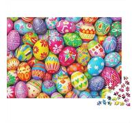 Colorful Easter Egg Collection 1000 Pezzi Carta Vibrant Easter Eggs Puzzle Per Amatori Cartone Solido Anti-stress Allenamento Cerebrale Ecologico 52x38cm/1000pcs