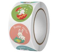 Colorful easterStickers - 2,17 x 2,17 x 1,18 in Bunny and Holiday Themed Sticker Roll | Happy easterDecorative Stickers for Crafts, Party Decorations, Buste Seals, Scrapbooking, Gift Tags, Kids