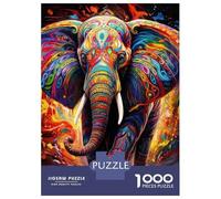 Colorful Elephant Art 1000 Pezzi Bundle Puzzle Puzzle Cartone Extra Spesso - Preferito Dai Collezionisti, Relax Mentale, Pause Ufficio, Viaggio E Regali Festivi 52x38cm/1000pcs