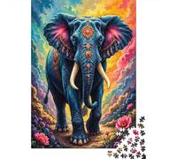 Colorful Elephant Art 1000 Pezzi Cartolina Premium Set Di Puzzle Sfida Del Gioco Educativo Presente Divertente Pacchetto Valore Decorazione Murale 70x50cm/1000pcs