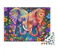 Colorful Elephant Art Colourful Colorful Elephant Pair 1000 Pieces Jigsaws Adults The Impossible Challenge Home Activity 38x26cm/1000pcs