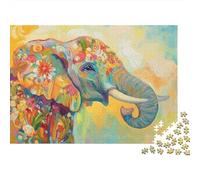 Colorful Elephant Art Colourful Watercolor Elephant 1000 Pcs Jigsaw Puzzles Adults Brain Development Classic Educational Games 70x50cm/1000pcs