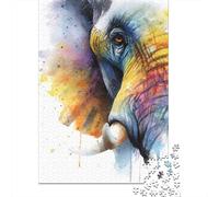 Colorful Elephant Watercolor Art Print Puzzle Impossibili 1000 Pezzi Decorazione Per La Casa. Giochi Rilassamento E Intelligence Per Adulti E Ragazzi Da 14 Anni 38x26cm/1000pcs