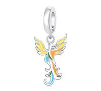 Colorful Epoxy Phoenix Pendant Charm, 925 Sterling Silver Charm Bracelet Accessory, Compatible with Pandora Bracelet Neckalce