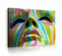 Colorful Face Abstract Canvas Wall Art Print Modern Pop Art Poster Painting Vibrant Mural Artwork Picture for Living Room Office Decor 50x75cm telaio interno