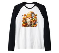 Colorful Fall GNOME in Orange Knitted Sweater Thanksgiving Maglia con Maniche Raglan