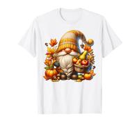 Colorful Fall GNOME in Orange Knitted Sweater Thanksgiving Maglietta