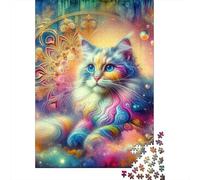 Colorful Fantasy Cat Art Puzzle Impossible 1000 Pezzi Decorazione Per La Casa. Rilassamento E Intelligence Per Adulti E Ragazzi Da 14 Anni 70x50cm/1000pcs