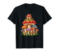 Colorful Fantasy Toadstool Village Fungo Casa Maglietta