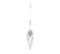 Colorful Faux Crystal Sun Catchers Prisms Window Wind Chime Chain Hanging Pendant Decoration Tree Shape Home Garden Decor(Colorful)