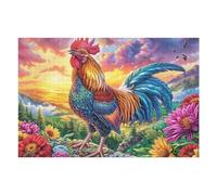 Colorful Feather Rooster Puzzle 1000 Pezzi Rilassamento Per Adulti Flora Meadow Dusk Rompicapo Pressione Ridotta Giochi Da Tavolo Solo O in Gruppo Regalo Amico E Colleghi 1000 PCS
