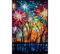 Colorful Firework Stained Glass Notebook | Vibrant Mosaic Night Forest Journal | 6x9" 150 Lined Pages: Artistic Fireworks & Abstract Nature Cover - ... Thoughts, Travel Logs & Daily Journaling
