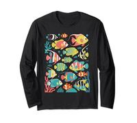 Colorful Fish Graphic Beach Donna Tropical Ocean Sea Life Maglia a Manica