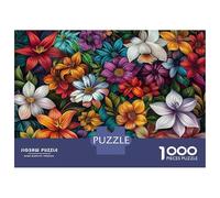 Colorful Floral Pattern 1000 Pezzi Bundle Puzzle Puzzle Cartone Extra Spesso - Preferito Dai Collezionisti, Relax Mentale, Pause Ufficio, Viaggio E Regali Festivi 38x26cm/1000pcs