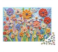 Colorful Flower Art 1000 Piece Jigsaw Puzzle: 3D Colorful Flower Wall for Adults Teens Educational Game Decompression 38x26cm/1000pcs