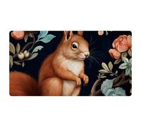 Colorful Flower Fat Squirrel-1584 - Tappetini da cucina per pavimenti, lavabili in lavatrice e impermeabili, ad asciugatura rapida, antiscivolo, comodi tappetini con design retrò vintage