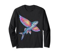 Colorful Flying Fish Abstract Ocean Artwork Marine Creature Maglia a Manica