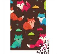 Colorful Foxes Pattern Puzzle Impossibili 1000 Pezzi Decorazione Per La Casa. Rilassamento E Intelligence Per Adulti E Ragazzi Da 14 Anni 70x50cm/1000pcs