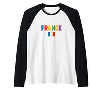 Colorful France with Building Blocks Style, France Graphic Maglia con Maniche Raglan