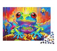 Colorful Frog Art Colourful Psychedelic Frog 1000 Pieces Jigsaw Puzzles for Adults Fun Activity for Rainy Days 52x38cm/1000pcs