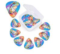 Colorful Frog - Confezione da 12 plettri per chitarra con scatola organizer, 0,46 0,71 0,96 mm, spessore sottile, medio pesante, plettri astratti per chitarra elettrica, ukulele, basso