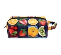 Colorful Fruits Collection Women Cosmetic Bag Beauty Bag, Portatile Hanging Travel Toiletry Bag, Cuoio Make Up Pouch Kids Pencil Case, Multicolore 04, 8.2x3.1x3.5 in/21x8x9 cm