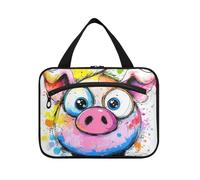 Colorful Funny Pig Hanging Bag per gli uomini che viaggiano con il gancio, Designer Chic Toiletry Organizer per la mamma Vacanza bolso de Mano para Hombre L