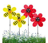 Colorful Garden Windmill - Windmills Scare Birds Piccioni detterrent | Pinwheel For Lawn | Weather Resistant Ladybug And Bee Windmill | Outdoor Wind Spinner For Outdoors Landscaping Backyard