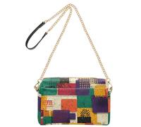 Colorful Geometic Pattern Retro Fashion Small Crossbody Bags Vegan Leather Cross Over Borsa Zip Borsa Per Viaggio