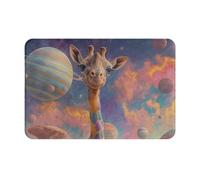 Colorful Giraffe And Planet In Space Zerbino Ingresso Lavabile In Lavatrice Tappeto Da Bagno Confortevole Zerbino Asciugapassi Per Interno Cucina Corridoio 40X60Cm
