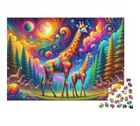 Colorful Giraffe Forest Landscape Puzzle Impossible 1000Pcs Decorazione Per La Casa. Rilassamento E Intelligence Per Adulti E Ragazzi Da 14 Anni 52x38cm/1000pcs