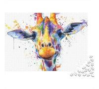 Colorful Giraffe Watercolor Print Jigsaw Puzzle Impossibili 1000 Pezzi Decorazione Per La Casa. Rilassamento E Intelligence Per Adulti E Ragazzi Da 14 Anni 52x38cm/1000pcs